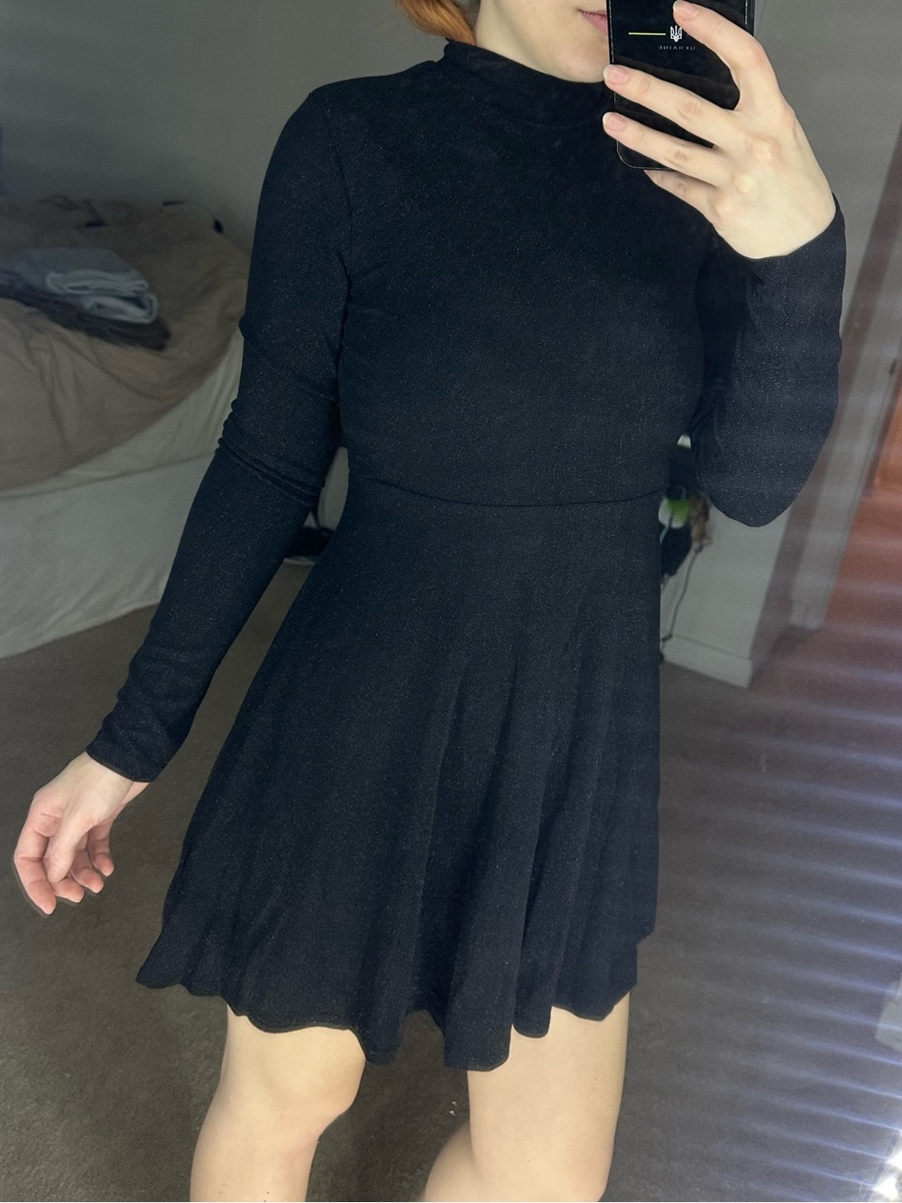 Long-Sleeve Black Fit & Flare Dress — Women